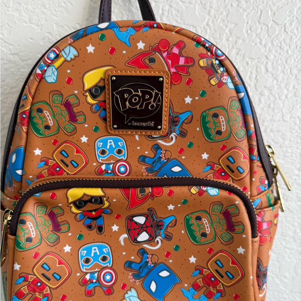 RARE Loungefly Marvel Funko Pop Mini Backpack Avengers AOP Iron Man Spider Man - Picture 6 of 12